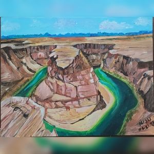 Unframed Acrylic Painting of Horseshoe Bend at Grand Ganyon | 11x14 Canvas Board